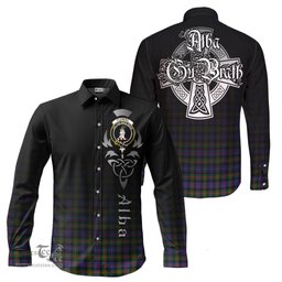 ScotsTee Shop Scottish Fleming Clan Crest Tartan Alba Gu Brath Celtic Inspired Tartan Long Sleeve Shirt