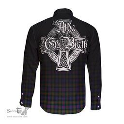 ScotsTee Shop Scottish Fleming Clan Crest Tartan Alba Gu Brath Celtic Inspired Tartan Long Sleeve Shirt
