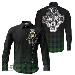 ScotsTee Shop Scottish Douglas Black Clan Crest Tartan Alba Gu Brath Celtic Inspired Tartan Long Sleeve Shirt