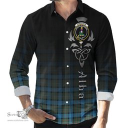ScotsTee Shop Scottish Fergusson Ancient Clan Crest Tartan Alba Gu Brath Celtic Inspired Tartan Long Sleeve Shirt