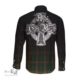 ScotsTee Shop Scottish Chisholm Hunting Clan Crest Tartan Alba Gu Brath Celtic Inspired Tartan Long Sleeve Shirt