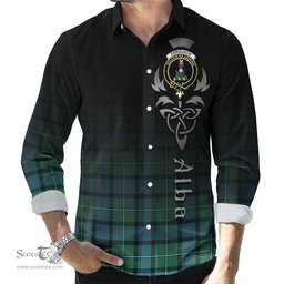 ScotsTee Shop Scottish Ferguson Ancient Clan Crest Tartan Alba Gu Brath Celtic Inspired Tartan Long Sleeve Shirt
