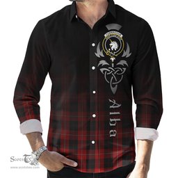 ScotsTee Shop Scottish Cunningham Clan Crest Tartan Alba Gu Brath Celtic Inspired Tartan Long Sleeve Shirt