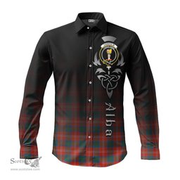 ScotsTee Shop Scottish Chisholm Ancient Clan Crest Tartan Alba Gu Brath Celtic Inspired Tartan Long Sleeve Shirt