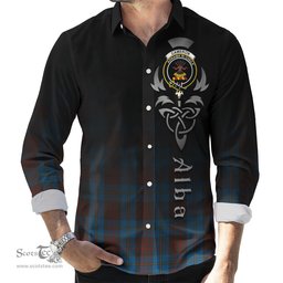 ScotsTee Shop Scottish Cameron Hunting Clan Crest Tartan Alba Gu Brath Celtic Inspired Tartan Long Sleeve Shirt
