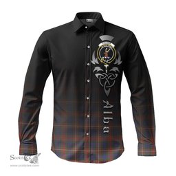 ScotsTee Shop Scottish Fraser Hunting Modern Clan Crest Tartan Alba Gu Brath Celtic Inspired Tartan Long Sleeve Shirt