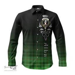 ScotsTee Shop Scottish Clephan Clan Crest Tartan Alba Gu Brath Celtic Inspired Tartan Long Sleeve Shirt