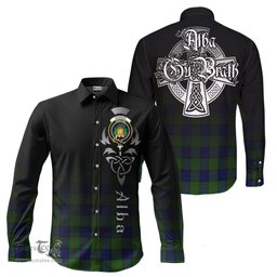 ScotsTee Shop Scottish Dundas Modern Clan Crest Tartan Alba Gu Brath Celtic Inspired Tartan Long Sleeve Shirt