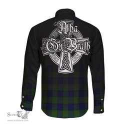 ScotsTee Shop Scottish Dundas Modern Clan Crest Tartan Alba Gu Brath Celtic Inspired Tartan Long Sleeve Shirt