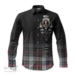 ScotsTee Shop Scottish Dennistoun Clan Crest Tartan Alba Gu Brath Celtic Inspired Tartan Long Sleeve Shirt