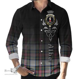 ScotsTee Shop Scottish Dennistoun Clan Crest Tartan Alba Gu Brath Celtic Inspired Tartan Long Sleeve Shirt