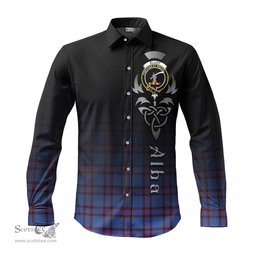 ScotsTee Shop Scottish Elliot Modern Clan Crest Tartan Alba Gu Brath Celtic Inspired Tartan Long Sleeve Shirt