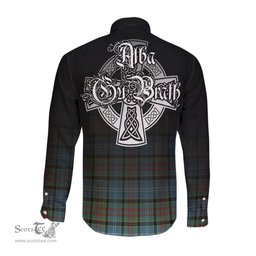 ScotsTee Shop Scottish Cathcart Clan Crest Tartan Alba Gu Brath Celtic Inspired Tartan Long Sleeve Shirt