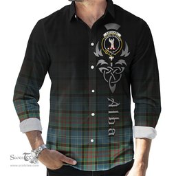 ScotsTee Shop Scottish Cathcart Clan Crest Tartan Alba Gu Brath Celtic Inspired Tartan Long Sleeve Shirt