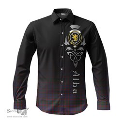 ScotsTee Shop Scottish Cumming Clan Crest Tartan Alba Gu Brath Celtic Inspired Tartan Long Sleeve Shirt