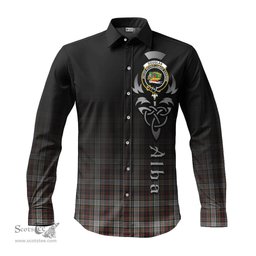 ScotsTee Shop Scottish Douglas Ancient Dress Clan Crest Tartan Alba Gu Brath Celtic Inspired Tartan Long Sleeve Shirt
