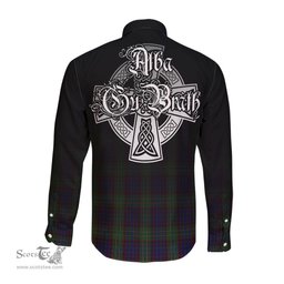 ScotsTee Shop Scottish Cunningham Hunting Clan Crest Tartan Alba Gu Brath Celtic Inspired Tartan Long Sleeve Shirt