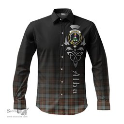 ScotsTee Shop Scottish Ferguson Weathered Clan Crest Tartan Alba Gu Brath Celtic Inspired Tartan Long Sleeve Shirt
