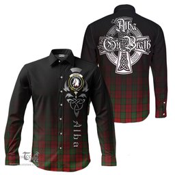ScotsTee Shop Scottish Dunbar Clan Crest Tartan Alba Gu Brath Celtic Inspired Tartan Long Sleeve Shirt