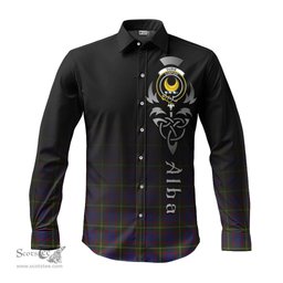 ScotsTee Shop Scottish Durie Clan Crest Tartan Alba Gu Brath Celtic Inspired Tartan Long Sleeve Shirt