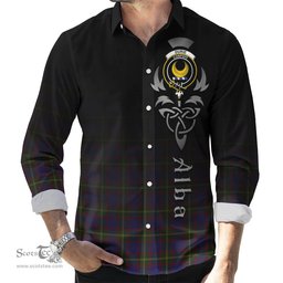 ScotsTee Shop Scottish Durie Clan Crest Tartan Alba Gu Brath Celtic Inspired Tartan Long Sleeve Shirt