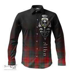 ScotsTee Shop Scottish Cheyne Clan Crest Tartan Alba Gu Brath Celtic Inspired Tartan Long Sleeve Shirt