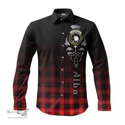 ScotsTee Shop Scottish Cunningham Modern Clan Crest Tartan Alba Gu Brath Celtic Inspired Tartan Long Sleeve Shirt