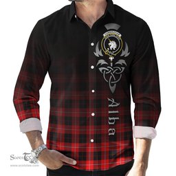 ScotsTee Shop Scottish Cunningham Modern Clan Crest Tartan Alba Gu Brath Celtic Inspired Tartan Long Sleeve Shirt