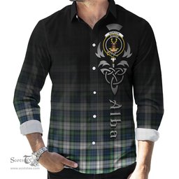 ScotsTee Shop Scottish Gordon Dress Ancient Clan Crest Tartan Alba Gu Brath Celtic Inspired Tartan Long Sleeve Shirt