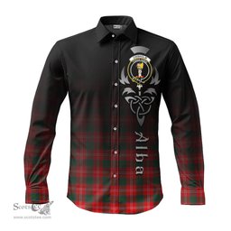 ScotsTee Shop Scottish Chisholm Modern Clan Crest Tartan Alba Gu Brath Celtic Inspired Tartan Long Sleeve Shirt