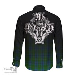 ScotsTee Shop Scottish Johnstone-Johnston Clan Crest Tartan Alba Gu Brath Celtic Inspired Tartan Long Sleeve Shirt