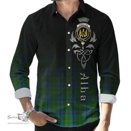 ScotsTee Shop Scottish Johnstone-Johnston Clan Crest Tartan Alba Gu Brath Celtic Inspired Tartan Long Sleeve Shirt