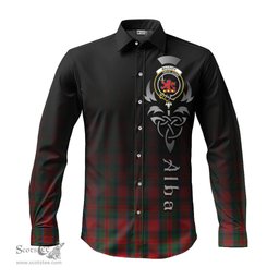 ScotsTee Shop Scottish MacDuff Clan Crest Tartan Alba Gu Brath Celtic Inspired Tartan Long Sleeve Shirt