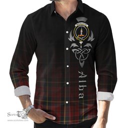 ScotsTee Shop Scottish MacAlister of Skye Clan Crest Tartan Alba Gu Brath Celtic Inspired Tartan Long Sleeve Shirt