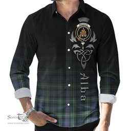 ScotsTee Shop Scottish MacKenzie Ancient Clan Crest Tartan Alba Gu Brath Celtic Inspired Tartan Long Sleeve Shirt