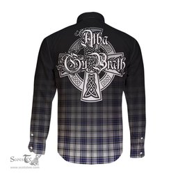 ScotsTee Shop Scottish Hannay Modern Clan Crest Tartan Alba Gu Brath Celtic Inspired Tartan Long Sleeve Shirt