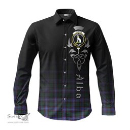 ScotsTee Shop Scottish Hunter Modern Clan Crest Tartan Alba Gu Brath Celtic Inspired Tartan Long Sleeve Shirt