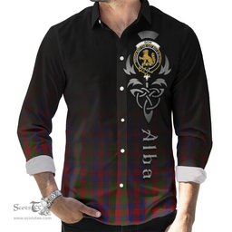 ScotsTee Shop Scottish Gow Clan Crest Tartan Alba Gu Brath Celtic Inspired Tartan Long Sleeve Shirt