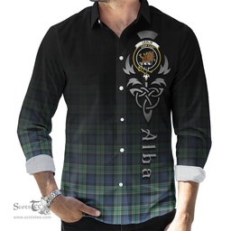 ScotsTee Shop Scottish Leslie Hunting Ancient Clan Crest Tartan Alba Gu Brath Celtic Inspired Tartan Long Sleeve Shirt