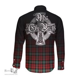 ScotsTee Shop Scottish Kerr Ancient Clan Crest Tartan Alba Gu Brath Celtic Inspired Tartan Long Sleeve Shirt