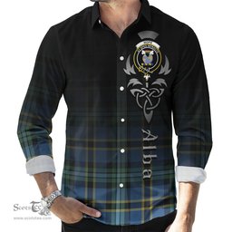 ScotsTee Shop Scottish Hope Ancient Clan Crest Tartan Alba Gu Brath Celtic Inspired Tartan Long Sleeve Shirt
