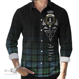 ScotsTee Shop Scottish MacKay Ancient Clan Crest Tartan Alba Gu Brath Celtic Inspired Tartan Long Sleeve Shirt