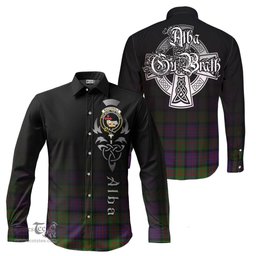 ScotsTee Shop Scottish MacDonald Clan Crest Tartan Alba Gu Brath Celtic Inspired Tartan Long Sleeve Shirt