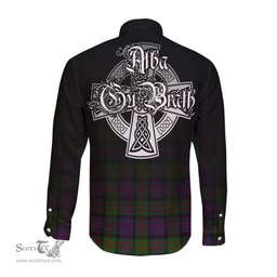 ScotsTee Shop Scottish MacDonald Clan Crest Tartan Alba Gu Brath Celtic Inspired Tartan Long Sleeve Shirt