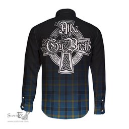 ScotsTee Shop Scottish Laing Clan Crest Tartan Alba Gu Brath Celtic Inspired Tartan Long Sleeve Shirt