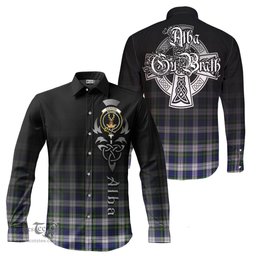 ScotsTee Shop Scottish Gordon Dress Modern Clan Crest Tartan Alba Gu Brath Celtic Inspired Tartan Long Sleeve Shirt