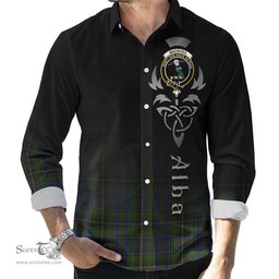 ScotsTee Shop Scottish MacInnes Clan Crest Tartan Alba Gu Brath Celtic Inspired Tartan Long Sleeve Shirt