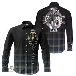 ScotsTee Shop Scottish Gordon Dress Clan Crest Tartan Alba Gu Brath Celtic Inspired Tartan Long Sleeve Shirt