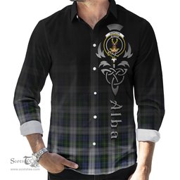 ScotsTee Shop Scottish Gordon Dress Clan Crest Tartan Alba Gu Brath Celtic Inspired Tartan Long Sleeve Shirt