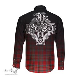ScotsTee Shop Scottish MacBain Clan Crest Tartan Alba Gu Brath Celtic Inspired Tartan Long Sleeve Shirt